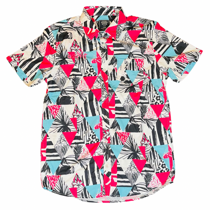 OZIVIT MENS BUTTON DOWN PINK FLAMINGO