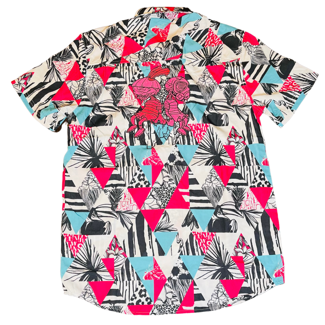 OZIVIT MENS BUTTON DOWN PINK FLAMINGO